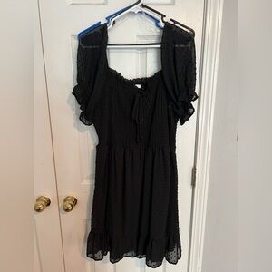 AUW Black Ruffled Textured Dress